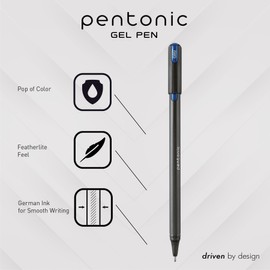 Pentonic Glitter Gel Pens, 10 Count, 10 Assorted Colors, 1.0 mm Bold Point, Smooth Writing For Journaling, Notetaking & Art Projects (1002365)