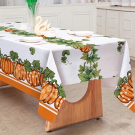 AnyDesign Fall Tablecloth 60 x 104 Inch Rectangle Orange Autumn Pumpkin Table Cover Rustic Thanksgiving Harvest Table Cloth for Farmhouse Picnic Dining Table Decoration