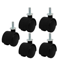 sourcing map Pack of 5 1.2 Inch Nylon Wheels, M6 x 1 mm, Furniture Castors without Brake, Transport Castors