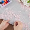 GORGECRAFT 2Pcs 3D Flower Lace Appliques Pink Sequins Embroidered Lace