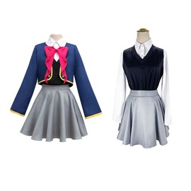Tomioka OshiNoKo Rubii Hoshino Aquamarine Cosplay JK Uniform Blue Costume School Uniform Suit Women(Style-1,XL)