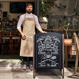 ReunionG A-Frame Wooden Chalkboard, Double-Sided Rustic Standing Blackboard, Removable Archaistic Sidewalk Chalkboard, Indoor and Outdoor Menu Sign Board, Wedding Signage Easel (40" x 26")