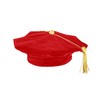 GradPlaza Doctoral Tam Graduaton Tam Velvet with Gold Tassel Red,