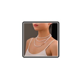 Dishowme Long Pearl Starnds Pendant Necklace Boho Layered Faux Pearl Collar Necklce Sweater Chain Jewelry for Women Girls