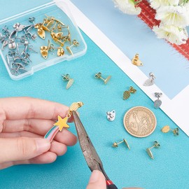 UNICRAFTALE 40 Pieces 5 Styles 2 Colours Teardrop DIY Stud Earrings Stainless Steel Stud Earrings Accessories Textured Teardrop Earring Components Stud Earrings and Backs for Making Stud Earrings