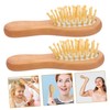 SAFIGLE 1set Portable Mini Wooden Comb Multipurpose Hairbrush Cushioning for