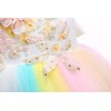 Weileenice Ivory Flower Girl Dress Rainbow Embroidery Pastel Tulle Girls