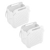 WUSILILU 2pcs White Foldable Laundry Basket with Handle, Plastic Rectangular