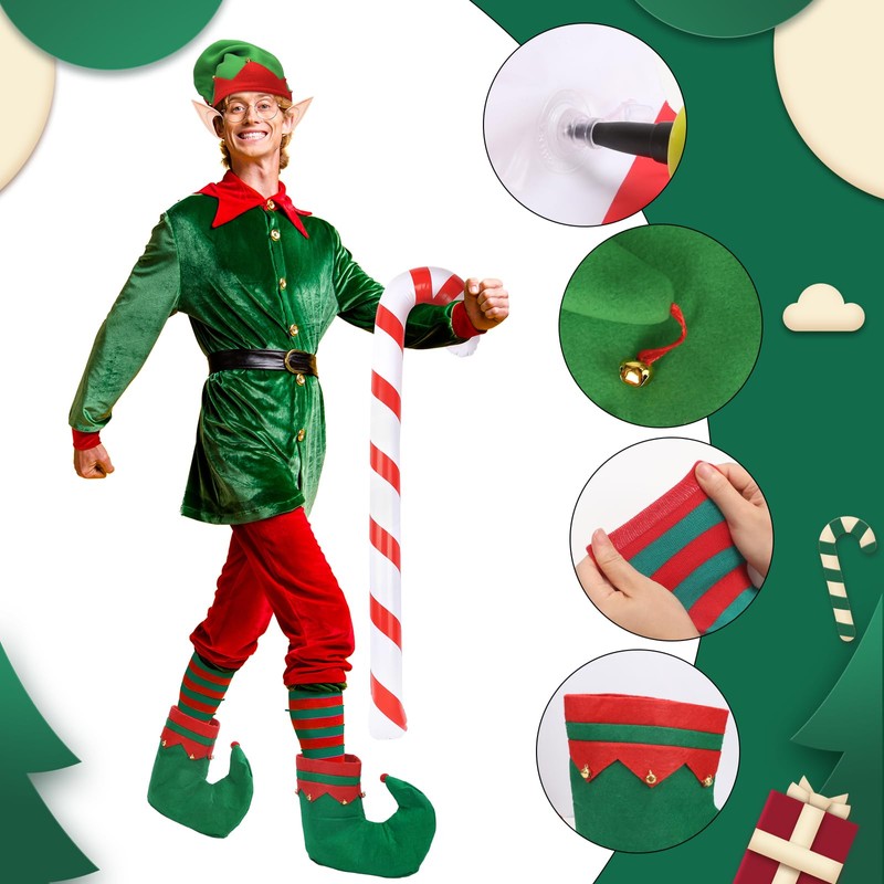 Landifor 5 pcs Christmas Elf Costume Accessories Santa Helper Costume