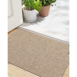 LUMI Indoor Doormat, Low Profile Entryway Mat, Ultra-Thin Non Slip Rubber Backing Welcome Mat, Stain-Resistant Door Mats for Inside, Patio, Porch, 17.5"x30", Beige
