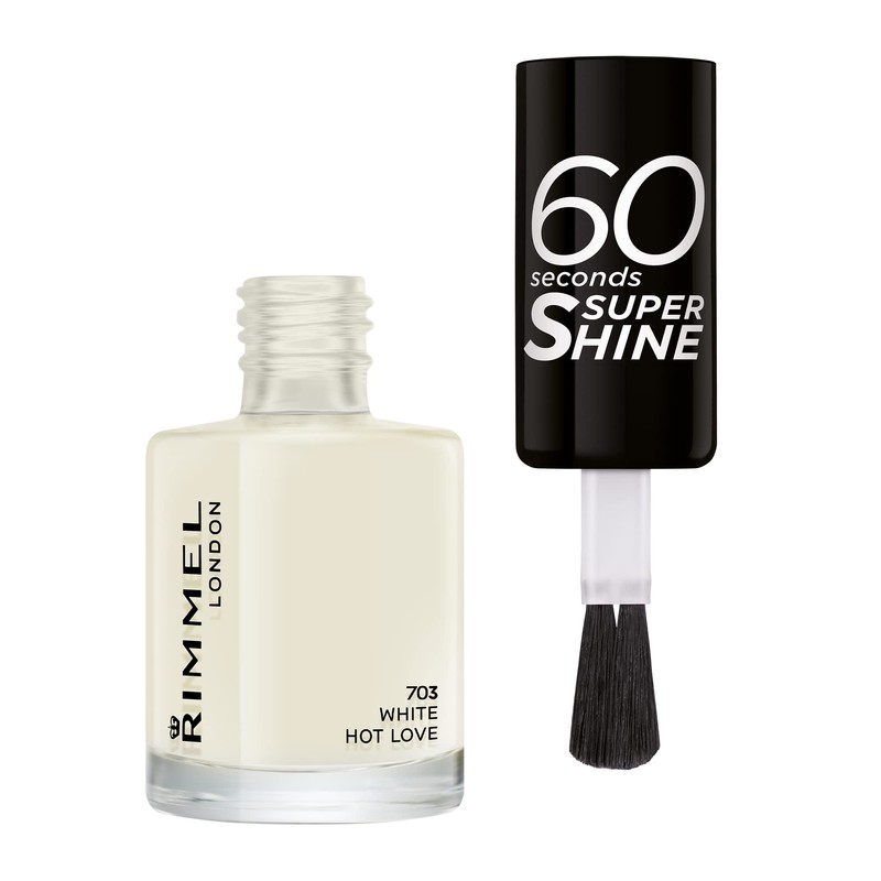 Rimmel London 60 Seconds Super Shine Nail Polish, 703 White