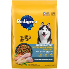 Pedigree High Protein Adult Dry Dog Food, Chicken and Turkey Flavor, 18 lb. Bag