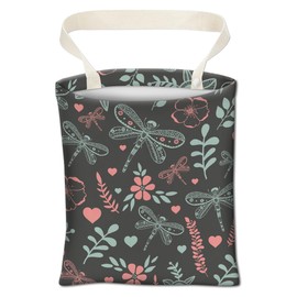 ABUIFDK Car Trash Can, Cute Car Trash Bag, Hanging Car Organizer and Storage Bag, Trash Bin for Car Accessories, Vehicle, Travelling, Camping Cute Dragonfly and Flowers