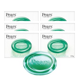 Pear Transparent Green Soap Bar 125g – 6xPack- Pure & Gentle Glycerin-Based Soap with Natural Oils- Iconic Herbal Fragrance- Mild & Moisturising Cleanser for Face and Body- Ideal for Sensitive Skin