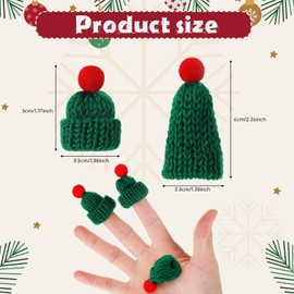 Chuangdi 24 Pieces Mini Knitting Hats Christmas Mini Knitting Doll Hats Mini Wool Hat for Christmas Ornaments DIY Art and Craft(Green)