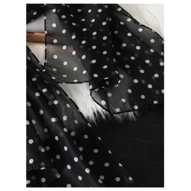 MakeMeChic Women's Chiffon Polka Dots Scarves Lightweight Vintage Wrap Scarfs Black One-Size