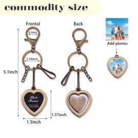 Pliwcas Heart Photo Frame Keychain Keyring Picture Frame Key Chain for Bride Groom Photo Key Chains Picture Locket Keychain Wedding Memorial Gifts for Couple Husband Wife