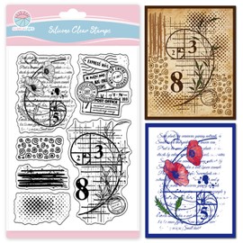 GLOBLELAND Vintage Fibonacci Background Clear Stamps for Card Making Retro Texture Silicone Clear Stamps Flowers Transparent Stamp Seal for DIY Scrapbooking