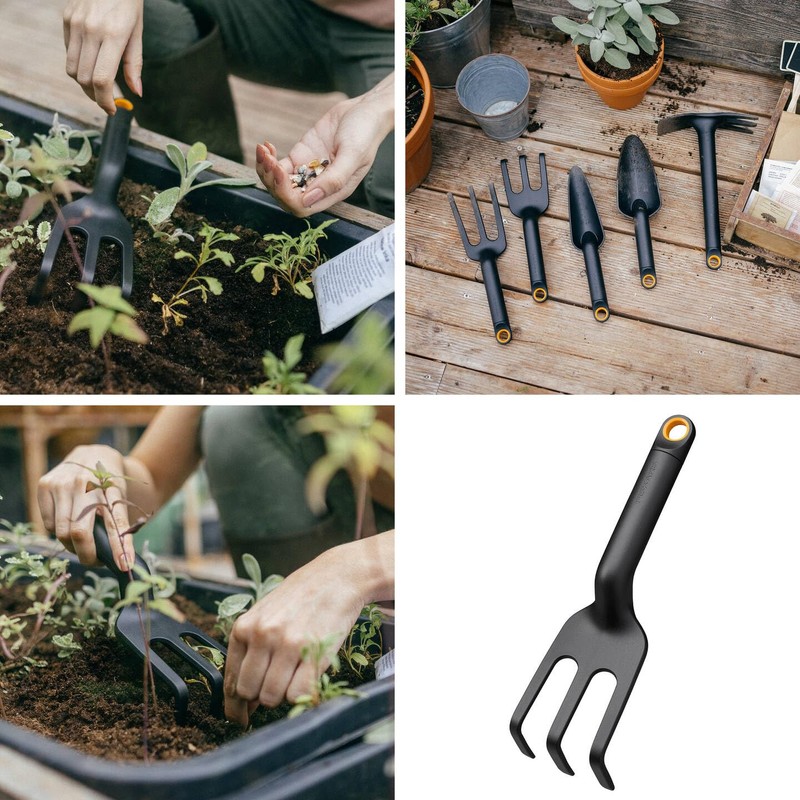 Fiskars Solid Flower Rake, black / orange