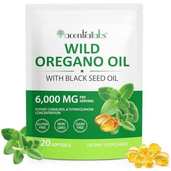 Oil of Oregano Softgels 6000mg – 2-in-1 Immune Support Formula