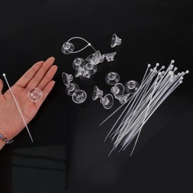 CAPASTEC Aquarium Suction Cups, Clear Suction Cups with 30 Zip Ties, Suction Cups Airline Tubing Holder, Aquarium Sucker Fish Tank Accessories, 0.98", 1 Set