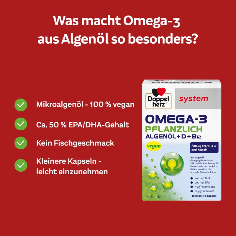 Doppelherz System Omega-3 Vegetable - Algae Oil - with Vitamin