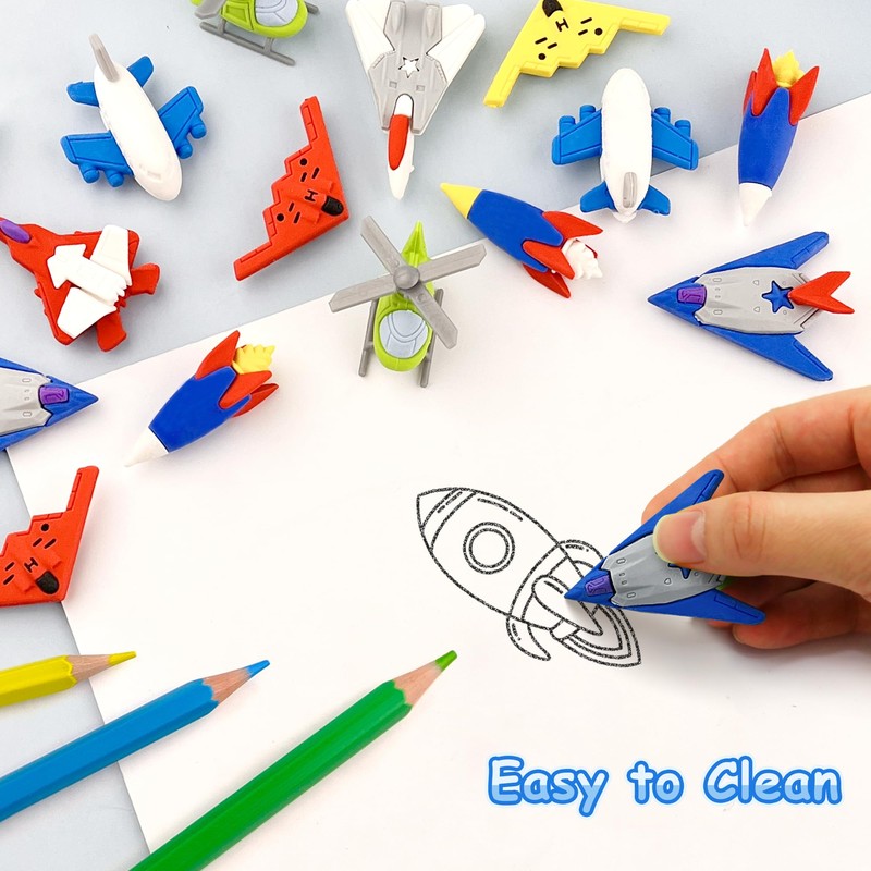 32 Pcs Aircraft Puzzle Erasers - 3D Take Apart Rocket