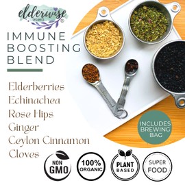 Elderberry Syrup Kits 2X - Each Makes Approx. 32oz - Includes Brewing Bags - Organic Ingredients - Elderberries - Rosehips - Ginger - Echinacea - Cinnamon - Cloves - Elderwise Organics