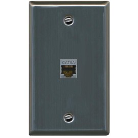 RiteAV CAT 6A Shielded Wall Plate Single Gang 1 Port - Flat [Stainless Steel]