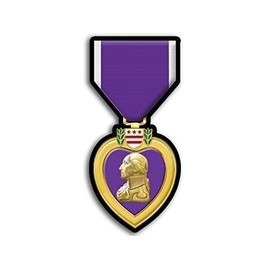 MAGNET 2x4 inch Purple Heart Medal Shaped Sticker - merit honor ribbon military army us Magnetic Magnet Vinyl Sticker