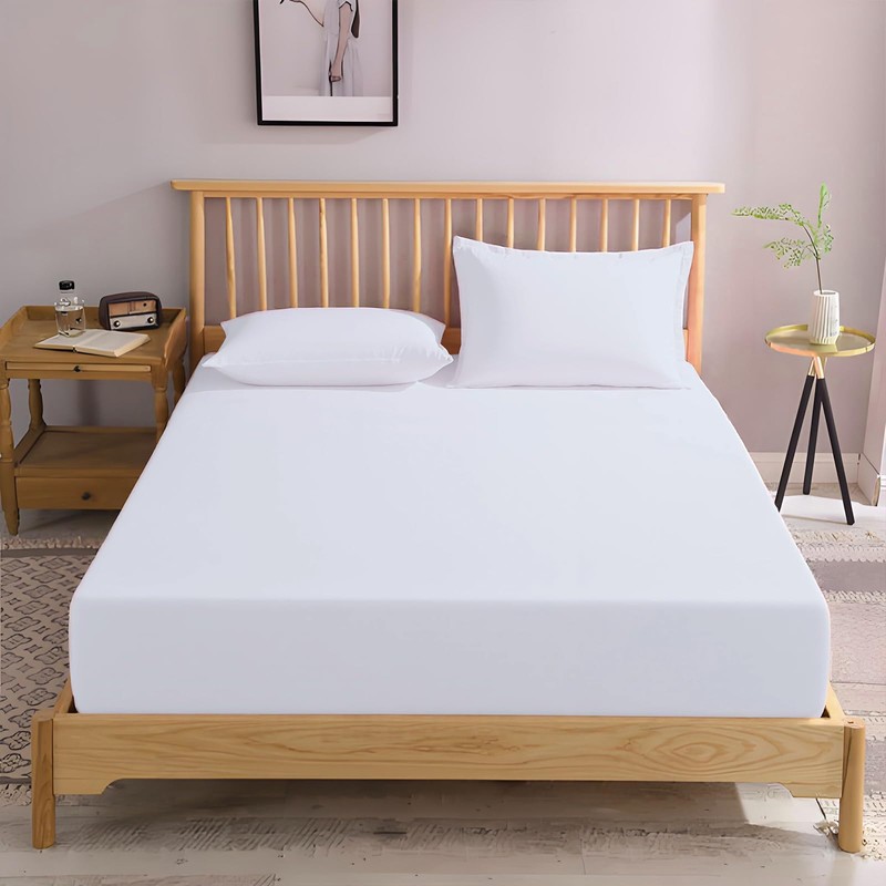 MIKI WELL King Size Fitted Sheet Deep - White Bottom