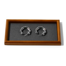 Woodten Small Jewelry Display Tray for Ring Earrings Necklace Bangle Solid Wood Jewelry Dish Tray(S,Grey)