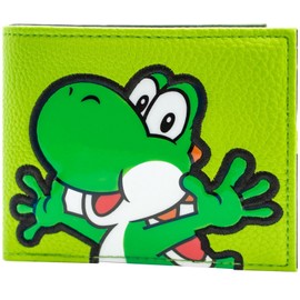 Mario Yoshi Dinosaur Textured Patch Wallet Bi-Fold Coin Pocket & Card Holder, Green