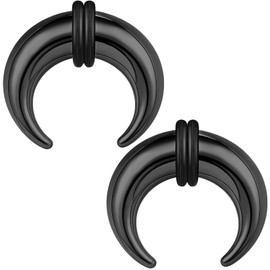 ZS 2Pcs Pincher Tapers Septum Rings, 2G 4G 6G 8G 10G 14G 16G Buffalo Horseshoe Stretcher Expander Piercing for Stretching Pierced Nose Ear Gauge (0g,22mm)