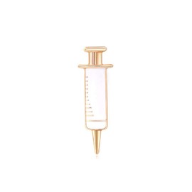 Metal Gold Plated Nurse Work Drum USP Enamel Lapel Brooch Pin Doctor Syringe for gift (white enamel)