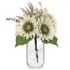 Silk Sunflowers Artificial Flowers with Mason Jar Centerpiece for Table