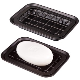 Kitchen and Bathroom Soap Dish Tray - Metal 2-Piece Soap Dish Tray with Drainage Grid and Holder for Kitchen Sink Countertops to Store Soap, Sponges, Scrubbers - Rust Resistant - 2 Pack (Bronze)