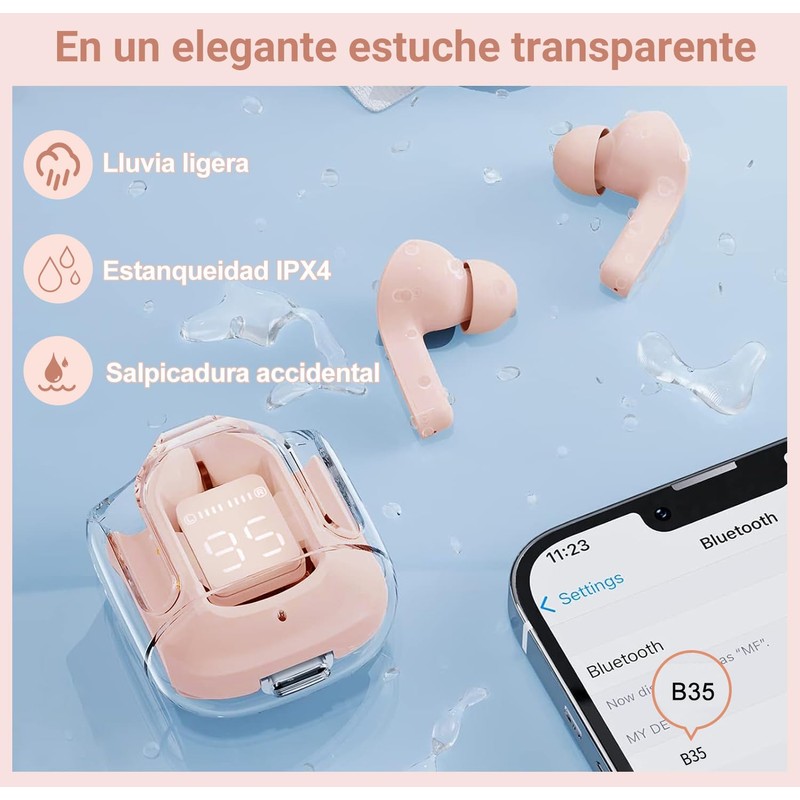 Auriculares Bluetooth inalámbricos,auriculares Bluetooth, auriculares intrauditivos, IPX4 resistente al agua