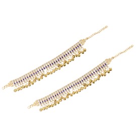 Jewel India Indian Traditional Ethnic Fashion Bollywood Silver Oxidized Party-wear Wedding Ghungroo Banjara Payal Anklet Women Blue, Large, alloy, Pearl