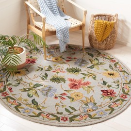 SAFAVIEH Chelsea Collection Area Rug - 3' x 5' Oval, Grey, French Country Floral Design, Hand-Hooked Wool, Ideal for The Living Room, Bedroom, Dining Room (HK311F-3OV)