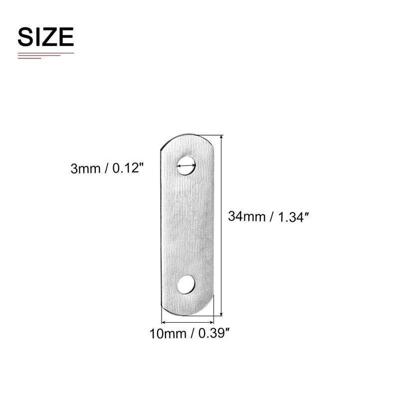 DTGN 10pcs 34x10mm Flat Straight Brace Plate for Furniture Repair