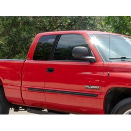 Rvinyl Pillar Post Pre Cut Window Trim Kits in Gloss Black Compatible with Dodge Ram 1994-2001 Club/Crew/Extended Cab - Adhesive Backs