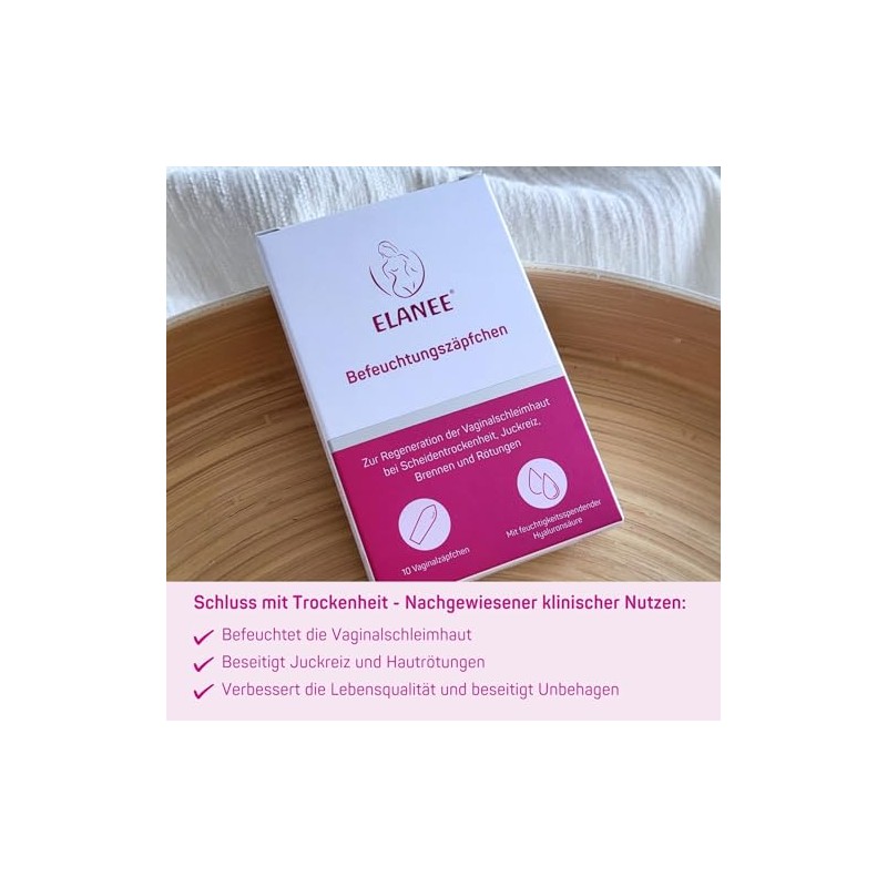 ELANEE Moisturising Suppositories, 10 Vaginal Suppositories for Vaginal Dryness, Itching
