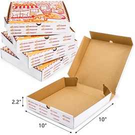 ZEAYEA 40 Pack Pizza Boxes 10 x 10 Inch, White Cardboard Pizza Boxes, Grease Resistant Cardboard Take Out Food Containers for Pizza Party, Cookies, Wedding, Restaurant