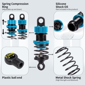 ZuoLan RC Car Shock Absorber 52 mm Oil Absorber Damper for Tamiya M03 M04 M05 M06 1/10 RC Touring Car Upgrade Parts (Blue)