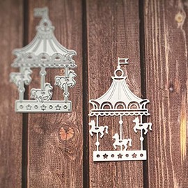 1 Pcs Cute Carousel Whirligig Cutting Dies,DIY Scrapbooking Artist Metal Cutting Dies Stencils for DIY Scrapbooking Decorative Embossing Paper Cards Handcraft Die Cut Size 9.4x5.8cm