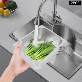 2 Pcs Filtering Pans 1/2 Size, 6"Deep Anti-Jam Perforated Stainless Steel Steam Pan Filter Basket, Vegetable Fruit Washing Basin Food Pan Chafing Supplie for Hotel Catering Kitchen Restaurant