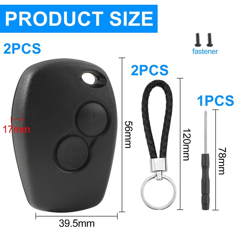 guobinZH Pack of 2 Car Key Casing 2 Buttons Remote