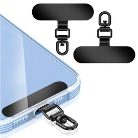ZXZone Metal Phone Tether Tab, Anti-Scratch, Metal Phone Patch, Universal Cellphone Lanyard Pad for Full Phone Cases, 2 Pieces (TS) (Black)