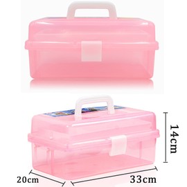 Craft Caddy Box Plastic Cantilever Box 3 Tray Art and Craft Box for Pencils Paints Pastels Craft Accessories